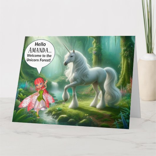 Unicorn Forest Birthday Card Karte (Vorderseite)