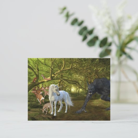 Unicorn Forest Defender Deer Werewolf Postkarte (Stehend Vorderseite)
