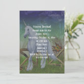 Unicorn Forest Gate Niedlich Fantasy Party Einladung (Stehend Vorderseite)