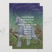 Unicorn Forest Gate Niedlich Fantasy Party Einladung (Vorne/Hinten)