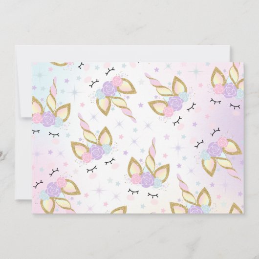 Unicorn-Foto danken Ihnen, rosa GoldUnicorn zu Dankeskarte (Rückseite)