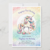 Unicorn Foto Rainbow Pastel Party Einladung (Vorderseite)