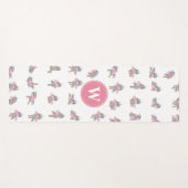 Unicorn Fun Yoga Posen Rosa Monogramm Yogamatte (Vorderseite (Horizontal))