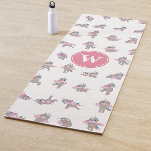 Unicorn Fun Yoga Posen Rosa Monogramm Yogamatte (Beispiel)