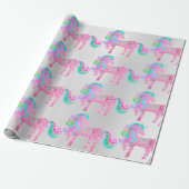 Unicorn Funkelnd Glitzer Rosa Fairly Silver Metal Geschenkpapier (Ungerollt)