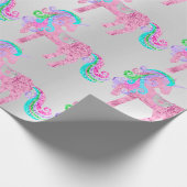 Unicorn Funkelnd Glitzer Rosa Fairly Silver Metal Geschenkpapier (Ecke)