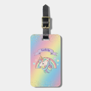 Unicorn & Funkelnd Rainbow Gold Glitzer Individuel Gepäckanhänger