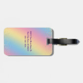 Unicorn & Funkelnd Rainbow Gold Glitzer Individuel Gepäckanhänger (Rückseite horizontal)