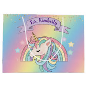 Unicorn & Funkelnd Rainbow Gold Glitzer Individuel Große Geschenktüte (Rückseite)