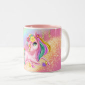 Unicorn funkelnde Girls rosa DIY-NAME mädchenhaft Zweifarbige Tasse (VorderseiteRechts)