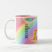 Unicorn funkelnde Girls rosa DIY-NAME mädchenhaft Zweifarbige Tasse (Links)