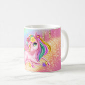 Unicorn funkelnde Girls rosa NAMEN Kaffeetasse (VorderseiteRechts)