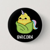 Unicorn Funny Baby Corn Pun Dark BG Button (Vorderseite)