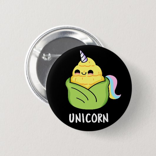 Unicorn Funny Baby Corn Pun Dark BG Button (Vorne & Hinten)