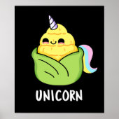 Unicorn Funny Baby Corn Pun Dark BG Poster (Vorne)
