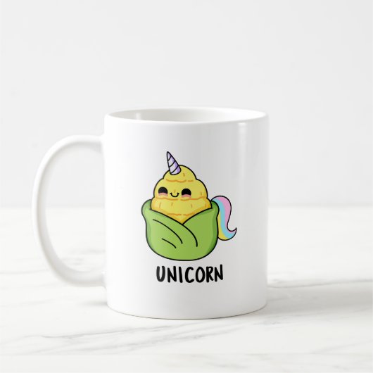 Unicorn Funny Baby Corn Pun Kaffeetasse (Links)