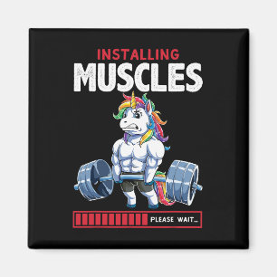 Unicorn Funny Bodybuilding Flexcorn Spaß Fitm Nied Magnet