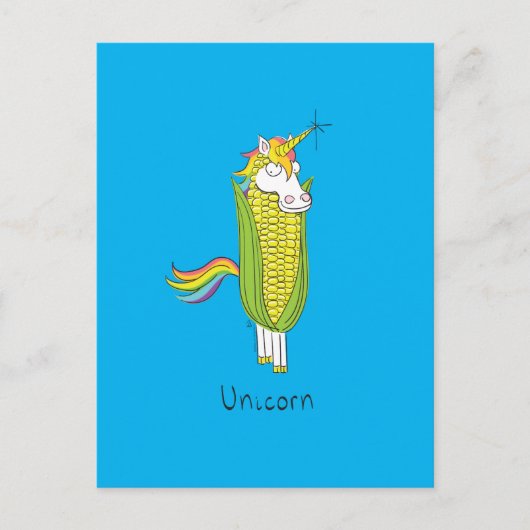 Unicorn Funny Corn Corny Postcard Postkarte (Vorderseite)