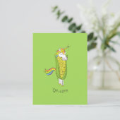 Unicorn Funny Corn Corny Postcard Postkarte (Stehend Vorderseite)