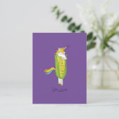 Unicorn Funny Corn Corny Postcard Postkarte (Stehend Vorderseite)