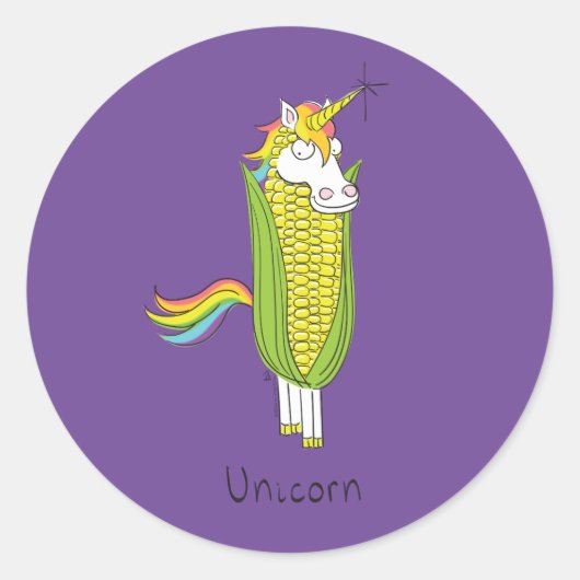 Unicorn Funny Corn Stickers (Vorderseite)
