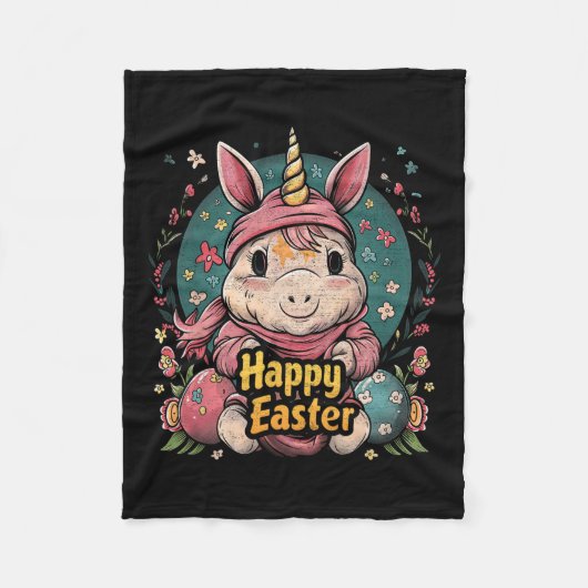 Unicorn - Funny Happy Oster - Egg Boys Mädchen Kin Fleecedecke (Vorderseite)