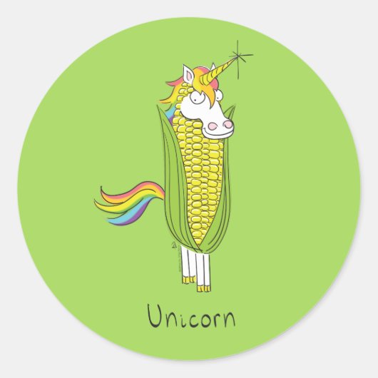Unicorn Funny Niedlich Kids Runder Aufkleber (Vorderseite)