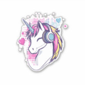 Unicorn Gamer Girl (1) Aufkleber (Vorderseite)