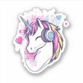 Unicorn Gamer Girl (1) Aufkleber (Vorderseite)