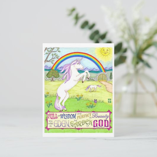 Unicorn Garden of God Inspiration Postcard Postkarte (Stehend Vorderseite)