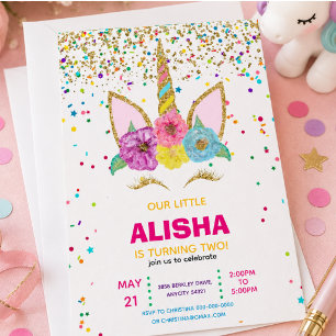 Unicorn Geburtstag 1. Geburtstag Party Einladung