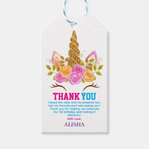 Unicorn Geburtstag 1. Geburtstag Party Geschenkanhänger