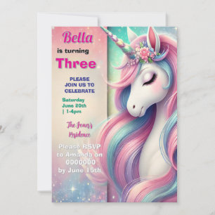 Unicorn Geburtstag Einladung Pastel Rainbow Party