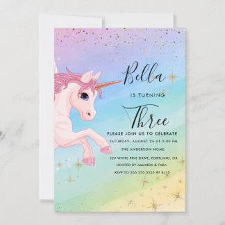 Unicorn Geburtstag Einladung Pastel Rainbow Party