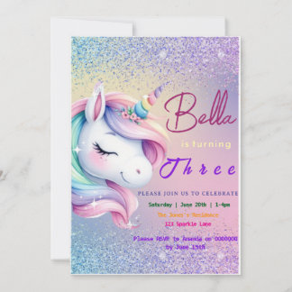 Unicorn Geburtstag Einladung Pastel Rainbow Party