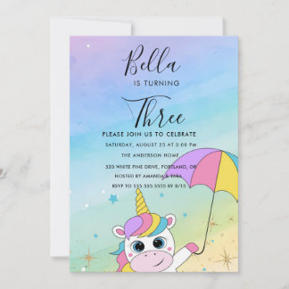 Unicorn Geburtstag Einladung Pastel Rainbow Party