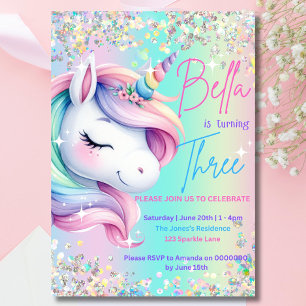 Unicorn Geburtstag Einladung Pastel Rainbow Party