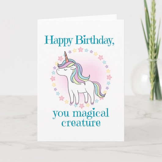 Unicorn Geburtstag für Mädchen Karte (Vorderseite)