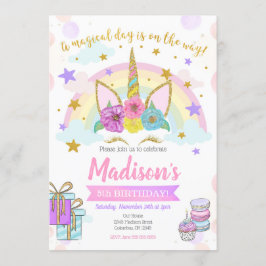Unicorn-Geburtstags-Einladung/magisches Party Einladung