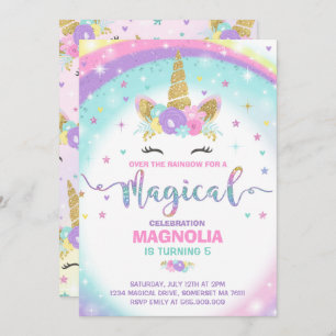 Unicorn-Geburtstags-Einladungmagisches Einladung