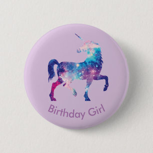Unicorn-Geburtstags-Mädchen-Abzeichen Button