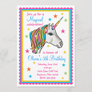 Unicorn-Geburtstags-Party Einladungen