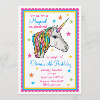 Unicorn-Geburtstags-Party Einladungen