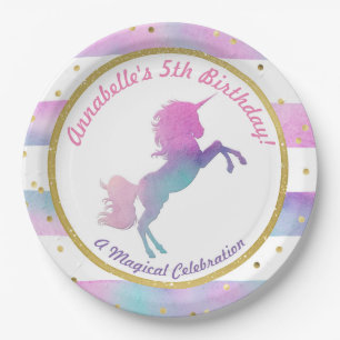 Unicorn-Geburtstags-Party-Platte Pappteller