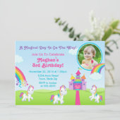 Unicorn Geburtstagseinladung 12x18 Foto-Karte Einladung (Stehend Vorderseite)