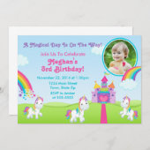 Unicorn Geburtstagseinladung 12x18 Foto-Karte Einladung (Vorne/Hinten)