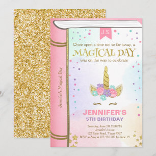 Unicorn Geburtstagseinladung Pink Gold Magical Boo Einladung