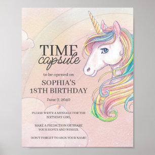 Unicorn Geburtstagsfeier Zeitschrift Kapsel Zeiche Poster