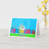 Unicorn Geburtstagskarte Karte (Gelbe Blume)