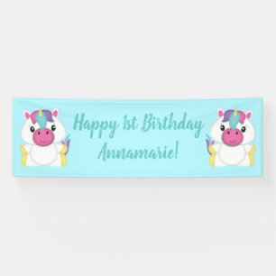 Unicorn Geburtstagsparty Aquamarin Banner